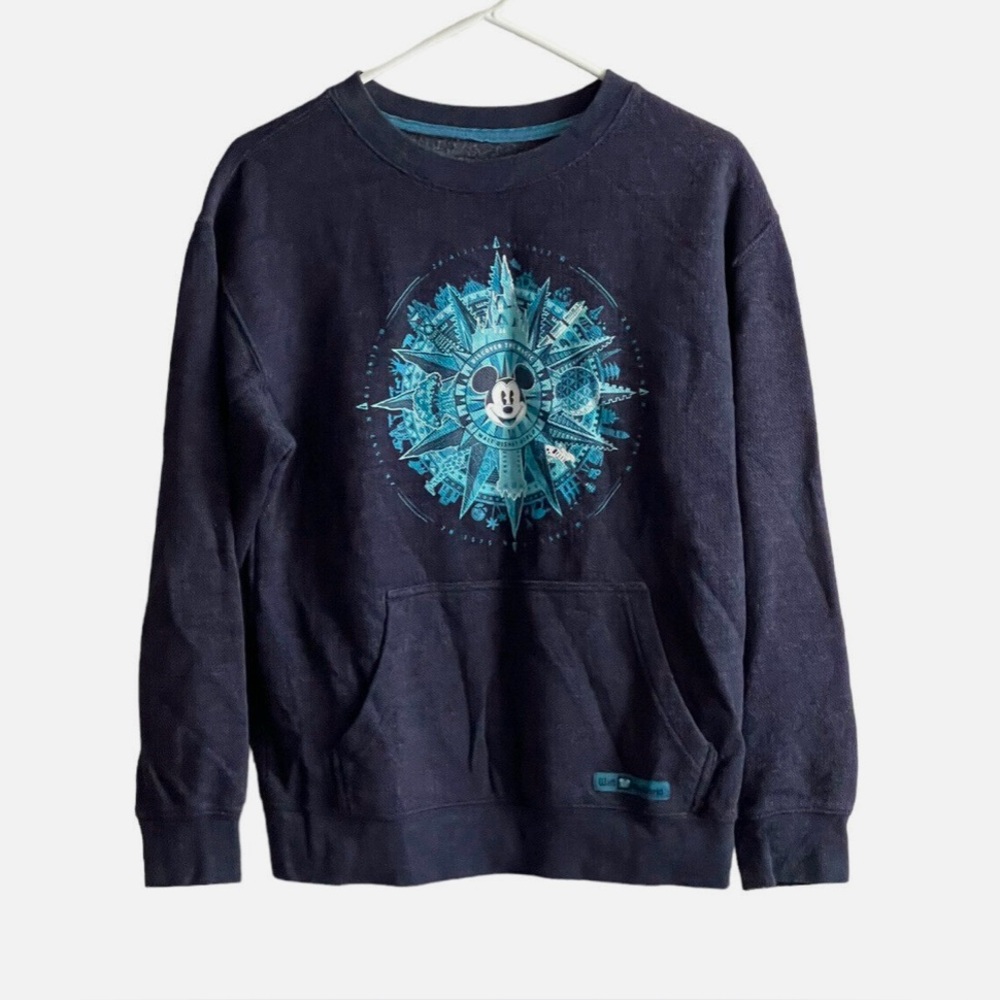 Disneyland Parks Women’s Large Navy Blue Mickey Compass Sweatshirt EUC
